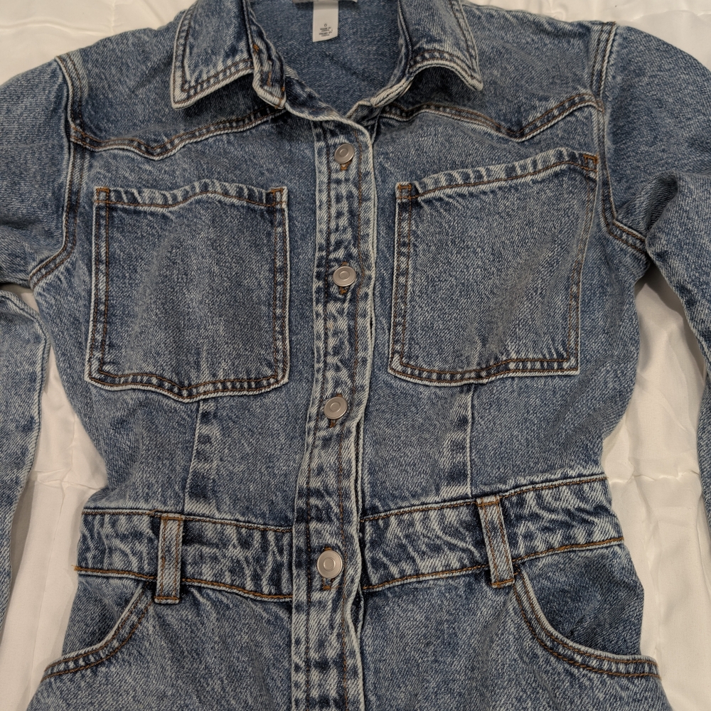 Classic Blue Denim Button-Front Maxi Dress - Picture 3 of 5
